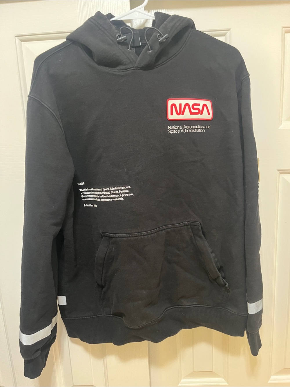 H&M Black NASA Logo Hoodie with Red Patch